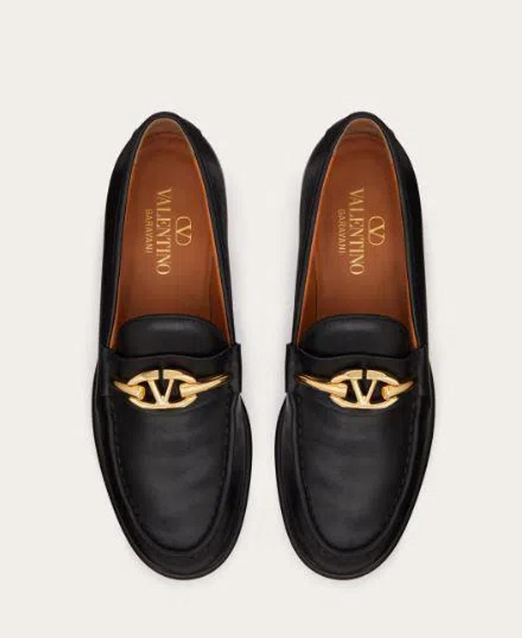 Valentino Vlogo Leather Loafer In Black Product Image