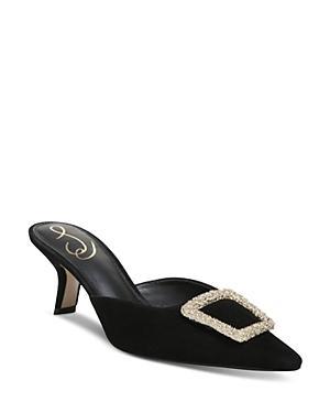 Sam Edelman Brit Suede Oversized Embellished Buckle Detail Mules Product Image