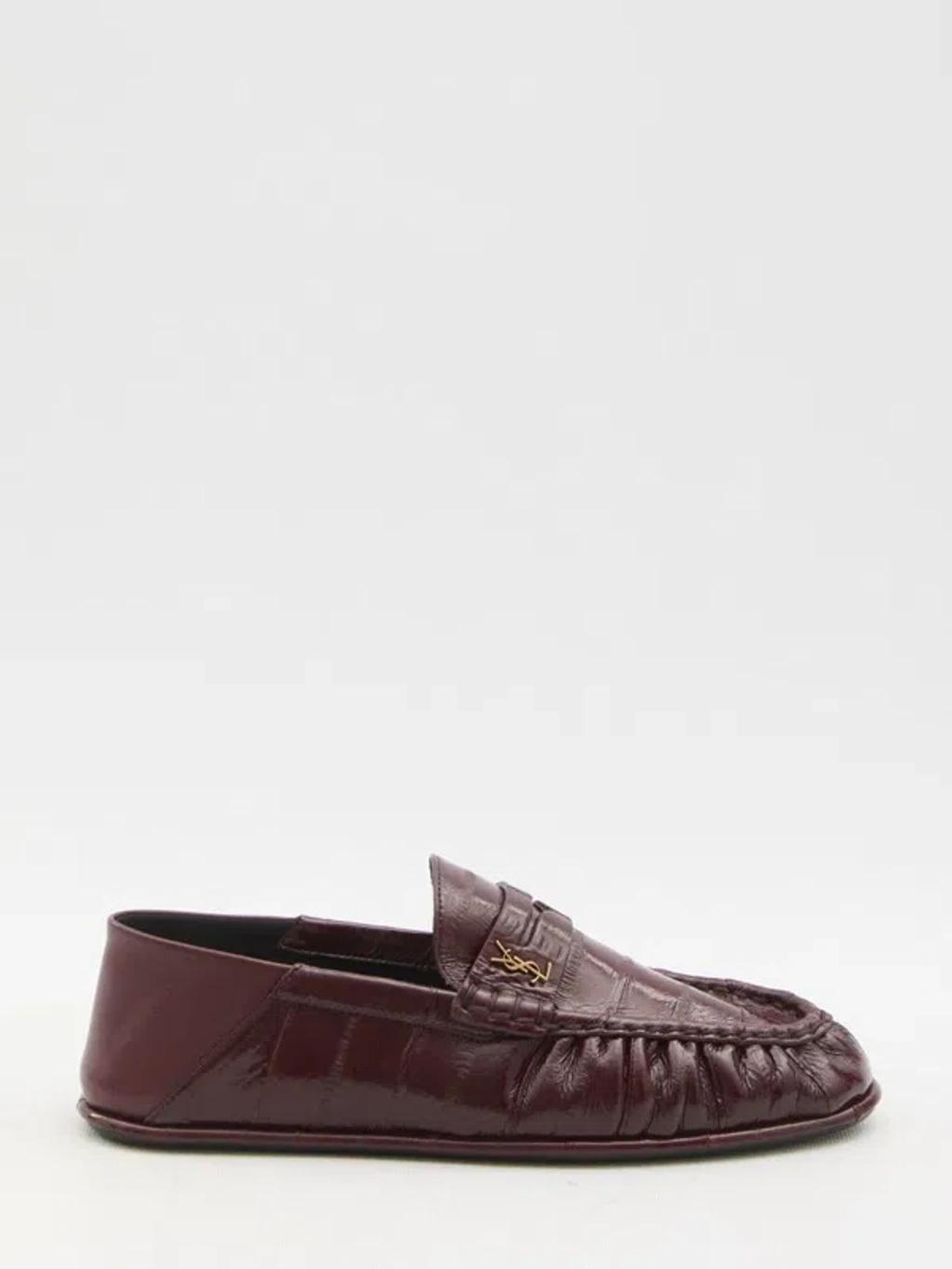 SAINT LAURENT Nappa Loafers In Bordeaux Product Image