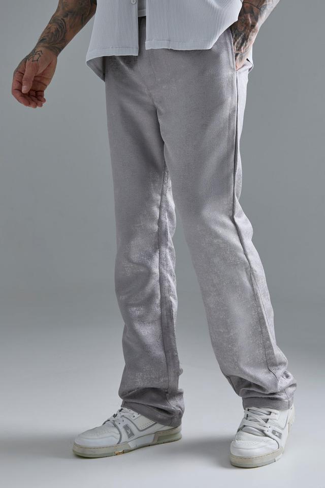 Mens Beige Elasticated Waist Slim Gusset Texture Trouser, Beige Product Image