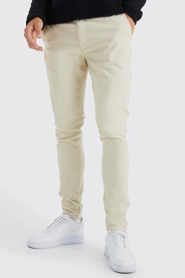 Mens Beige Tall Fixed Waist Skinny Chino Trouser, Beige Product Image