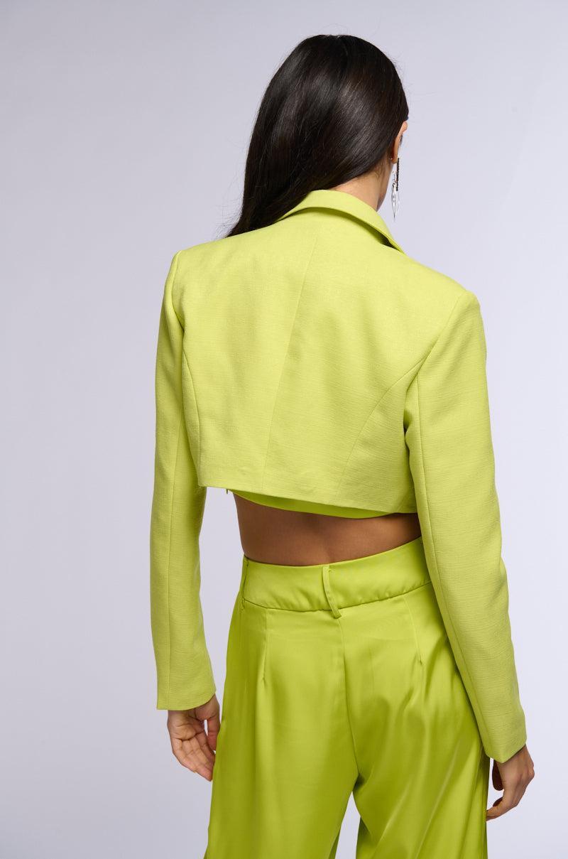 EVERYWHERE CROPPED SPRING BLAZER IN LIGHT GREEN Product Image