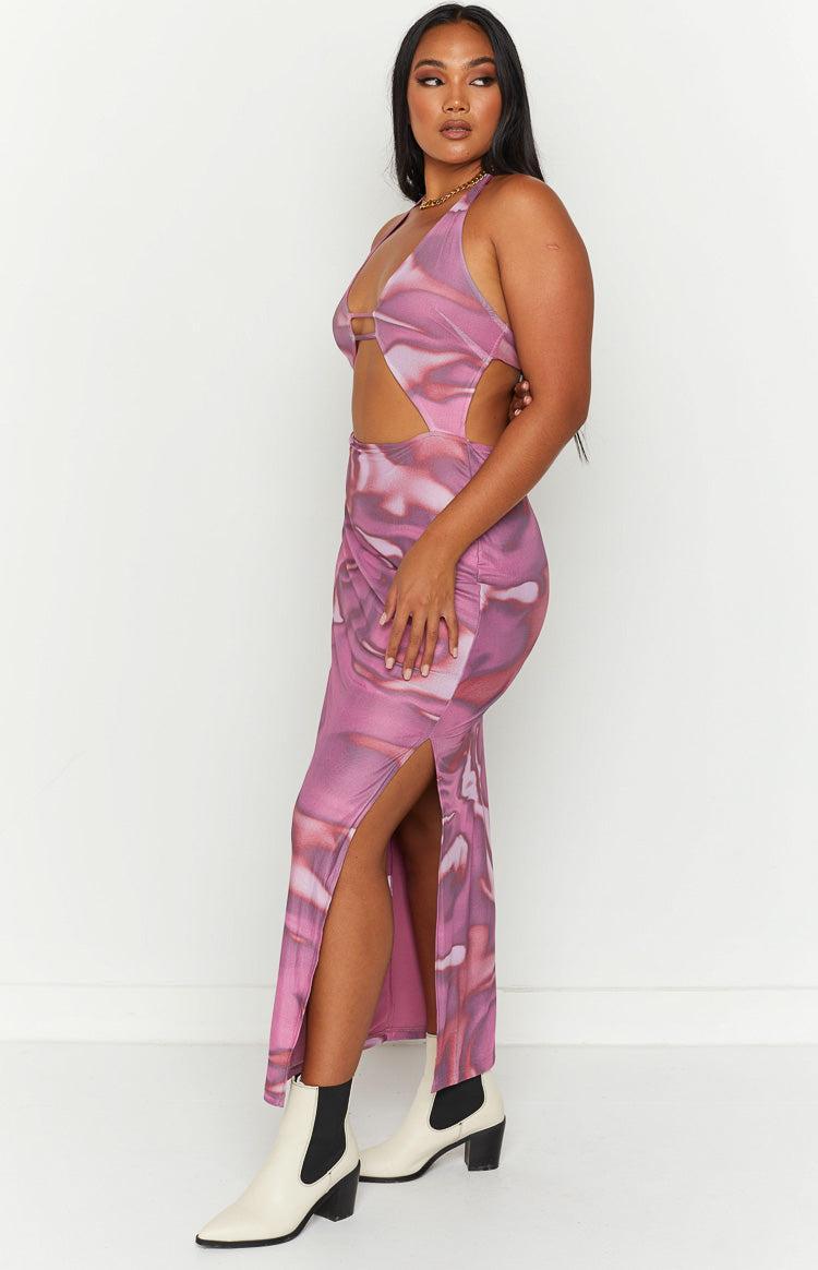 Salenco Brown Print Midi Dress Product Image