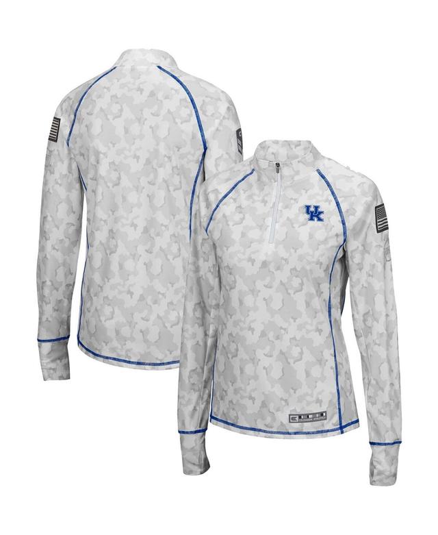 Womens Colosseum White Kentucky Wildcats Oht Military-Inspired Appreciation Officer Arctic Camo Fitted Lightweight 1/4-Zip Jacket Product Image