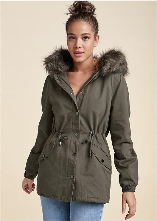 Utility Coat With Faux Fur Product Image