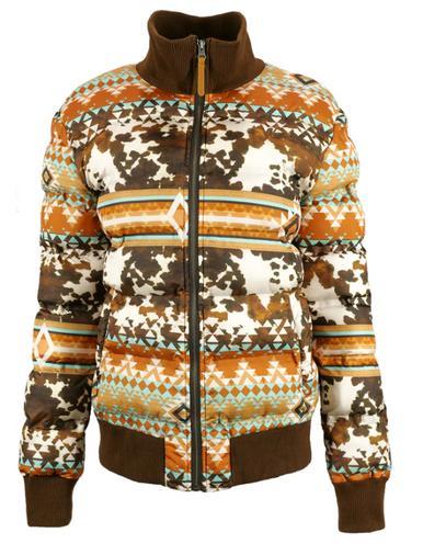 Hooey® Ladies Quilted Tan/Brown Print Zip Up Jacket Product Image