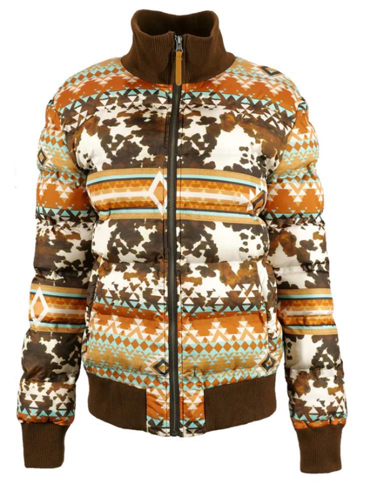 Hooey® Ladies Quilted Tan/Brown Print Zip Up Jacket Product Image