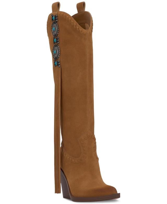 Jessica Simpson Womens Lisabeth Knee-High Fringe Cowbow Boots Product Image