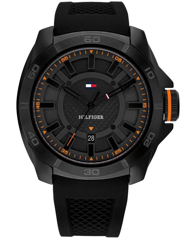 Tommy Hilfiger Mens Quartz Black Silicone Watch 46mm - Black Product Image