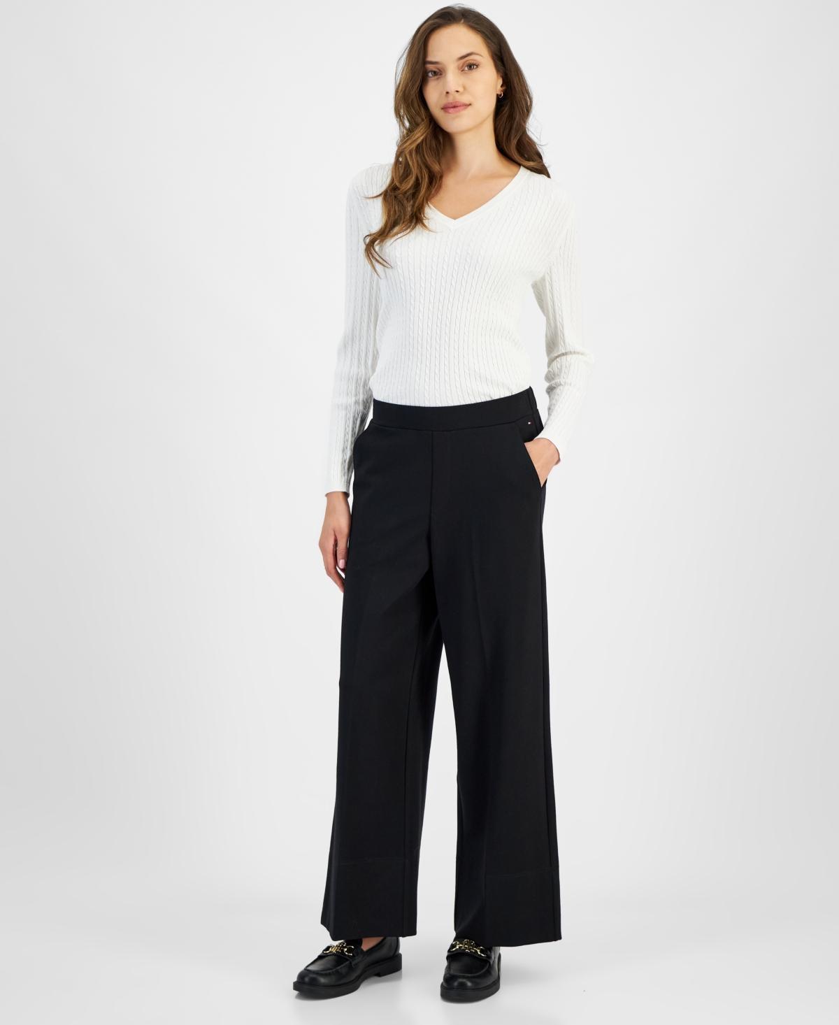 Tommy Hilfiger Womens Wide-Leg Elasticized-Waist Pants product image