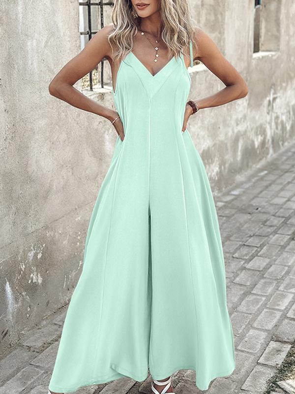 Sleeveless Wide Leg Solid Color Spaghetti-Neck Jumpsuits product image