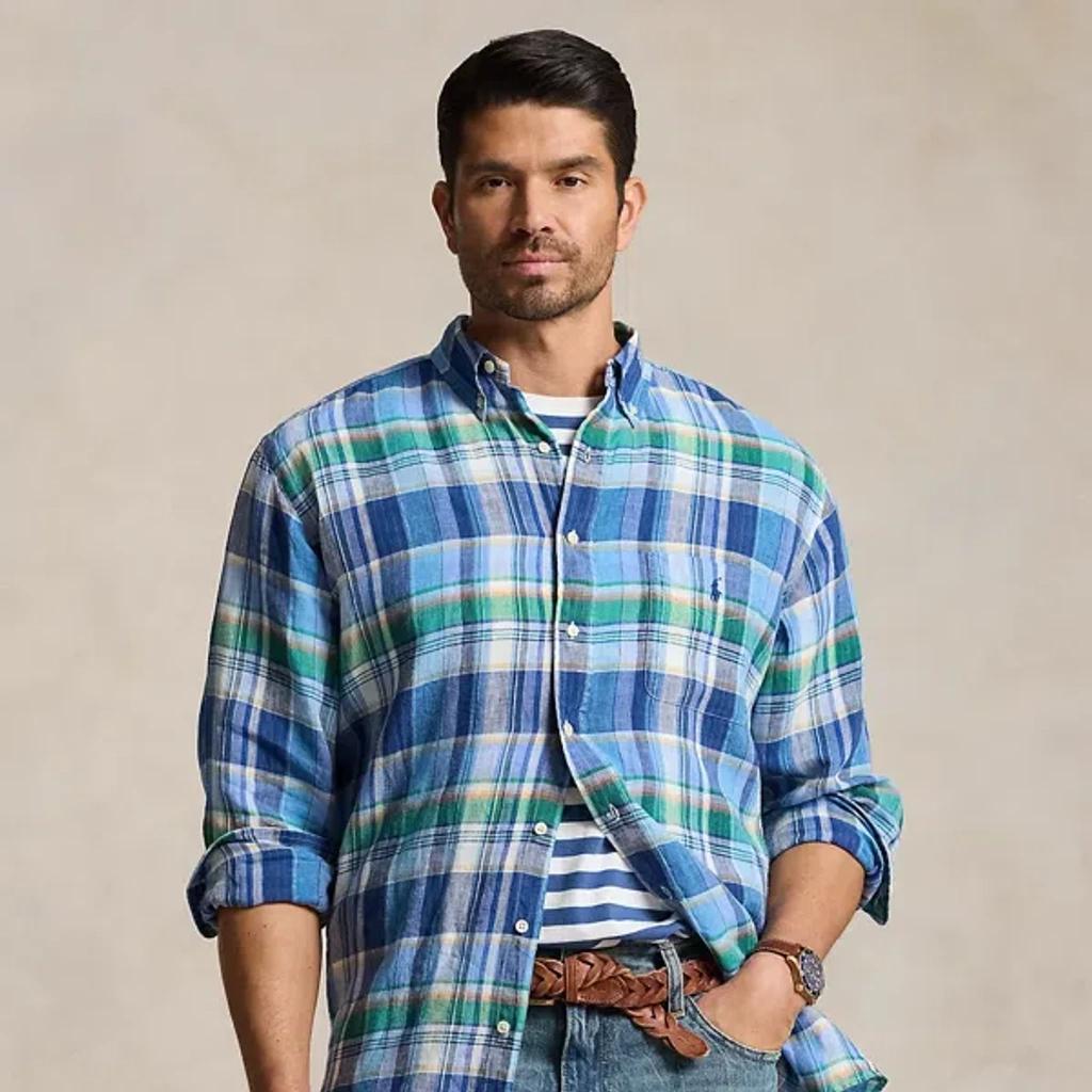 Plaid Linen Shirt In Blue/green Multi Product Image