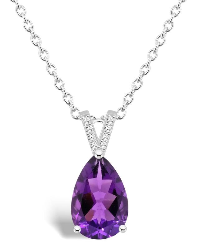 Macys Womens Amethyst (2-3/4 ct.t.w.) and Diamond Accent Pendant Necklace in Sterling Silver Product Image