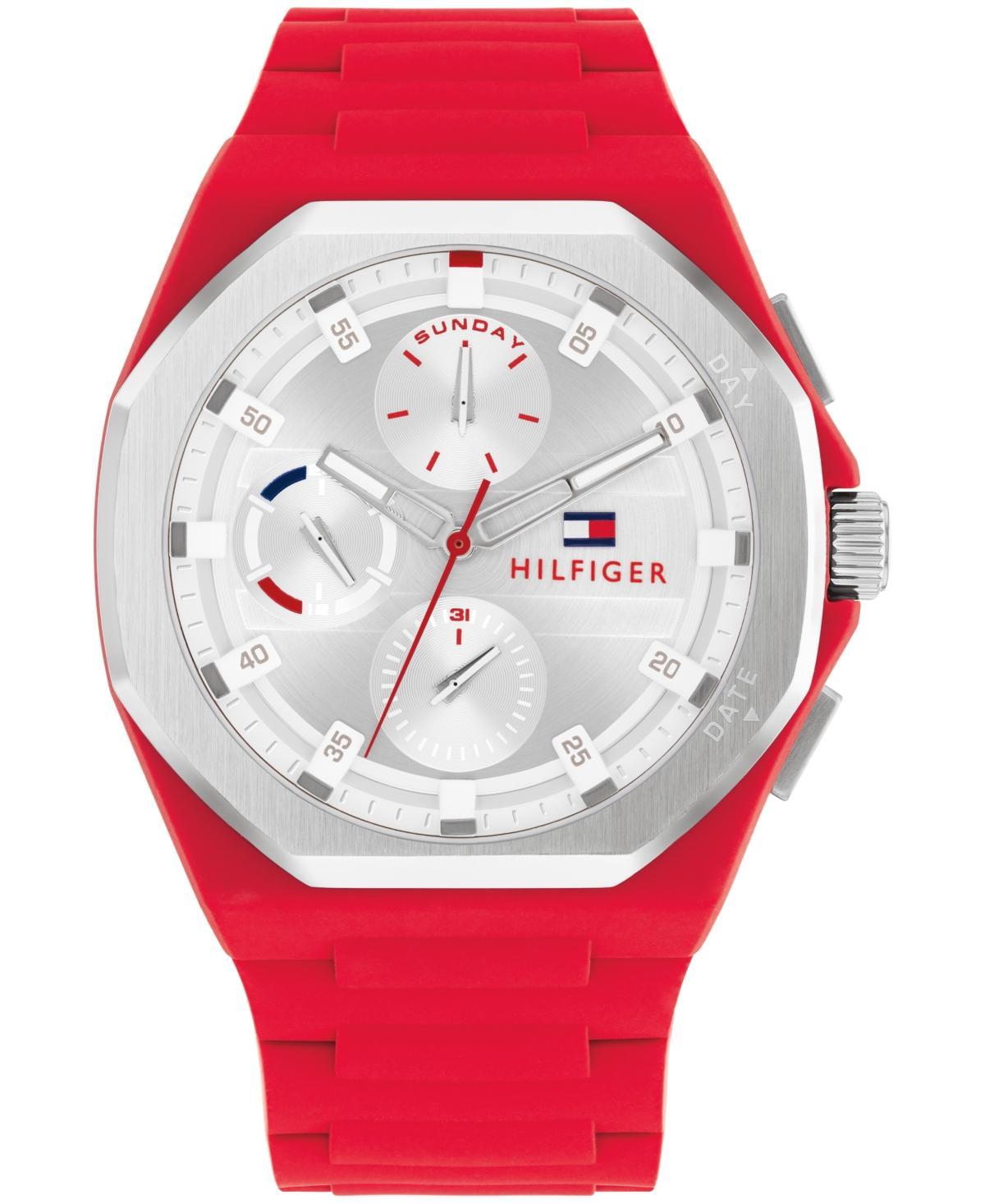 Tommy Hilfiger Mens Multifunction Red Silicone Watch 44mm - Red Product Image