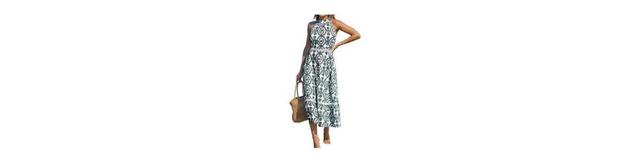 Cupshe Womens Woven High Neck Sleeveless Midi Beach Dress Product Image