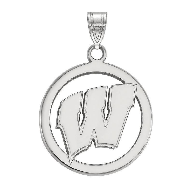 LogoArt Sterling Silver Wisconsin Badgers Circle Pendant, Womens Product Image