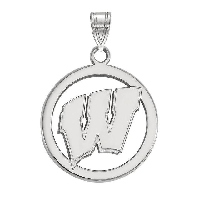 LogoArt Sterling Silver Wisconsin Badgers Circle Pendant, Womens Product Image