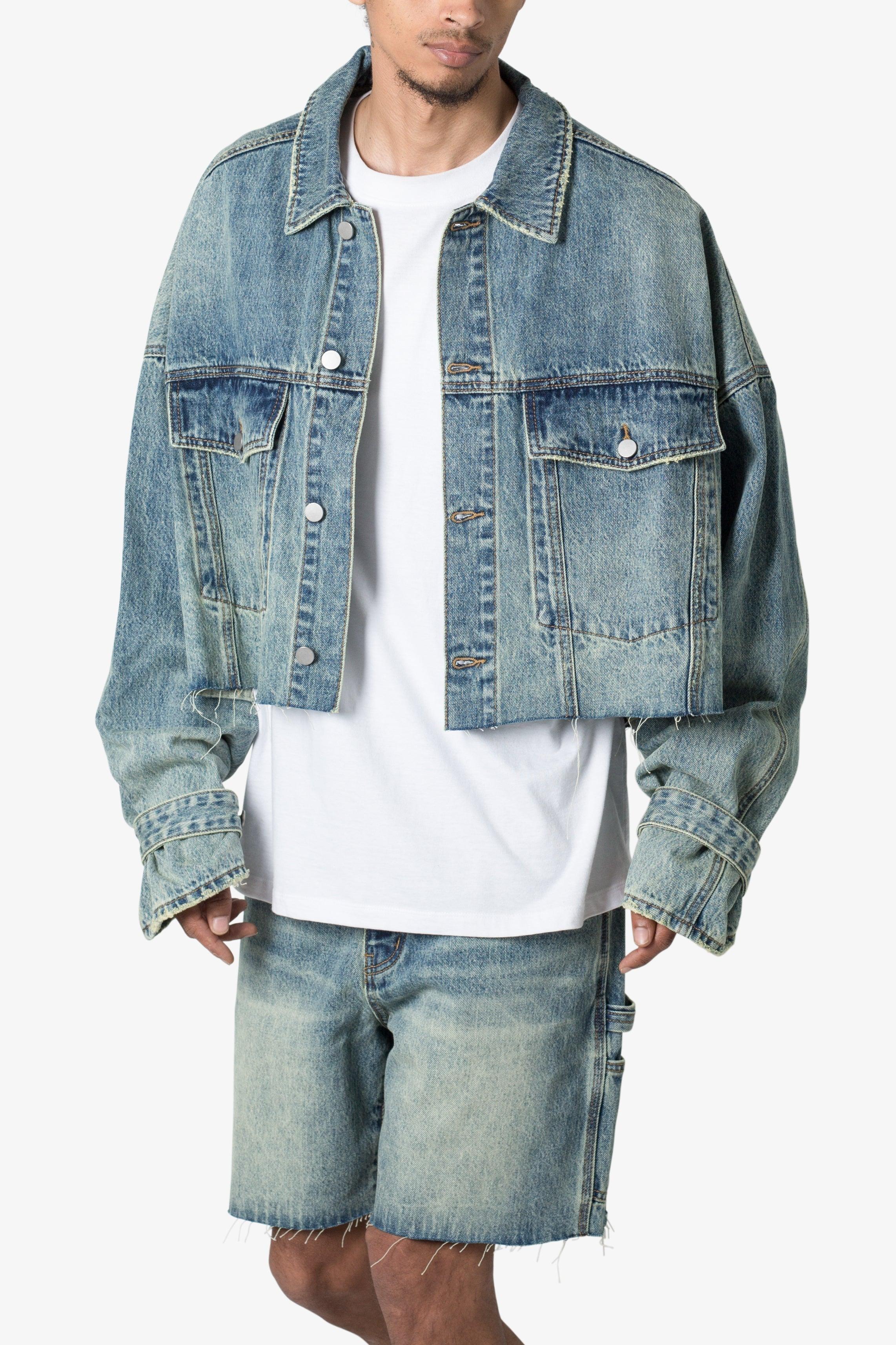 Frayed Denim Jacket - Blue Product Image