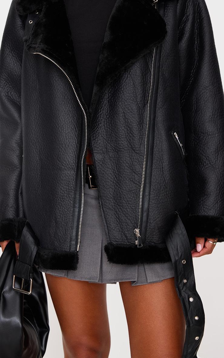 Black Oversized PU Aviator Product Image