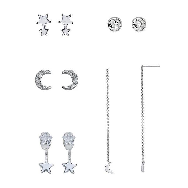 LC Lauren Conrad 5-pack Silver-Tone Celestial Earring Set, Womens Product Image