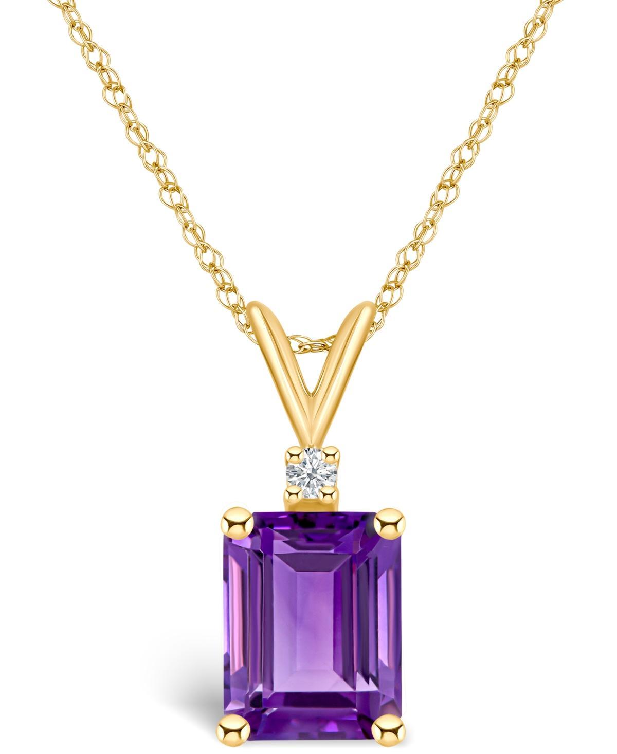 Belk & Co 14K Gold 9X7 Emerald Cut Amethyst Diamond Accent Pendant Product Image