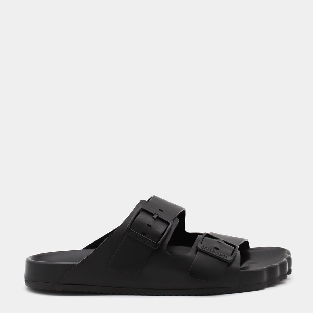 BALENCIAGA Double Buckled Slippers In Black Product Image