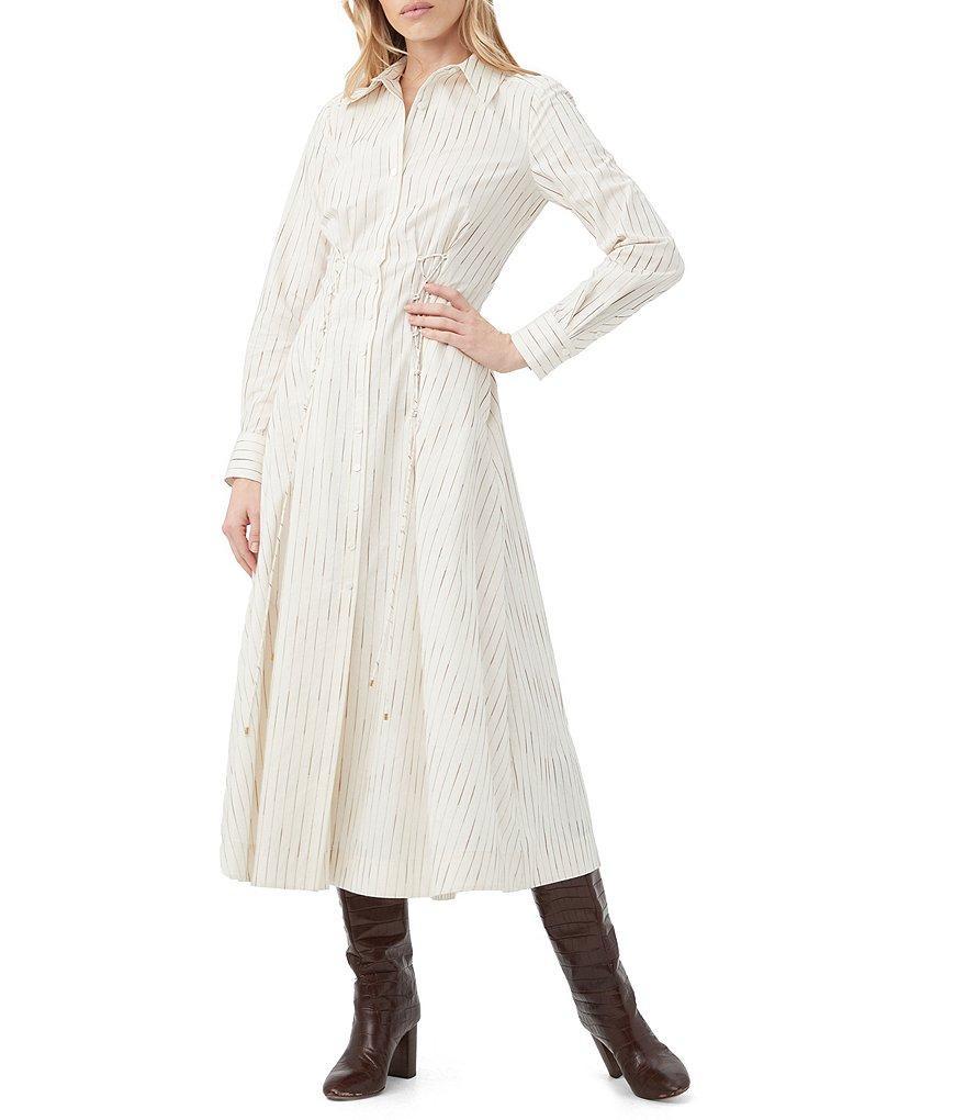 Trina Turk Omari Woven Stripe Print Point Collar Long Sleeve Button Front Shirt Dress product image