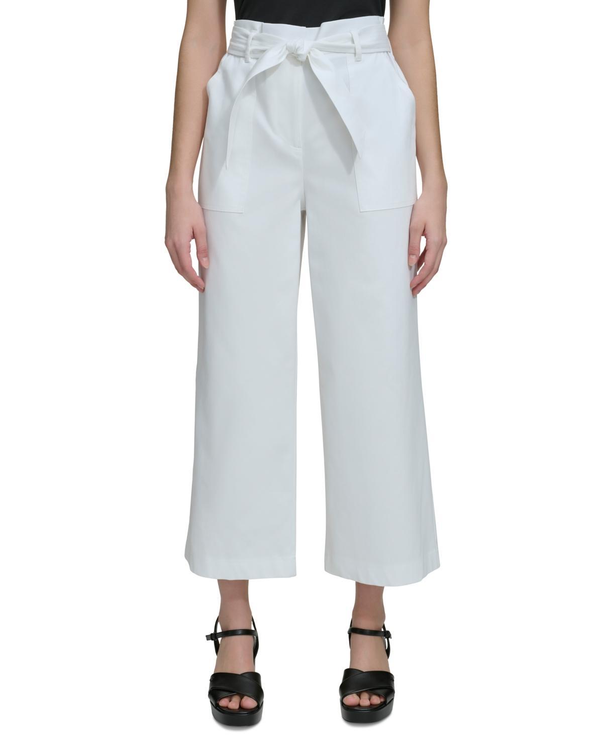 Calvin Klein Womens Belted Wide-Leg Pants Product Image