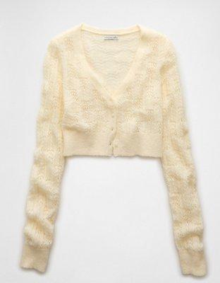 AE Wispy-Knit Cropped Cardigan Product Image