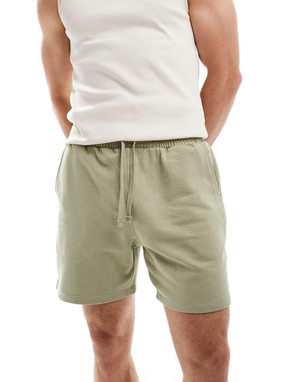 ONLY & SONS pull on jersey shorts in sage Product Image