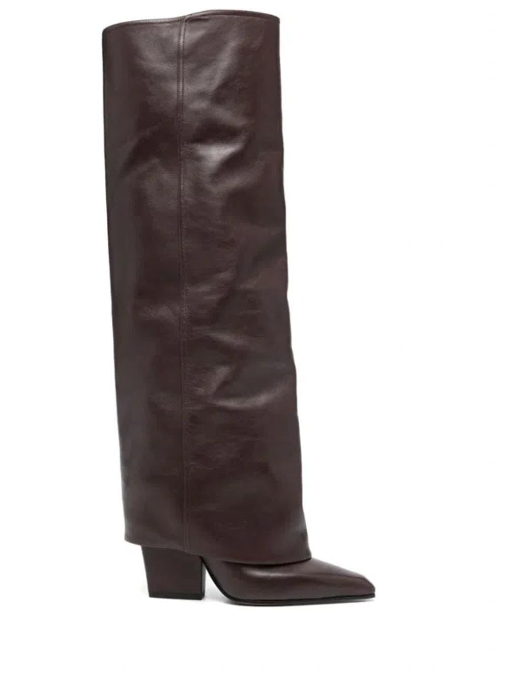 90mm Leather Boots In Brown product image