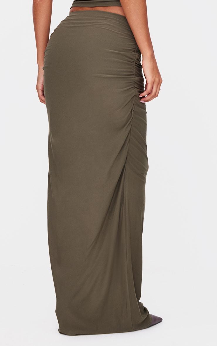 Khaki Soft Touch Ruched Maxi Skirt product image