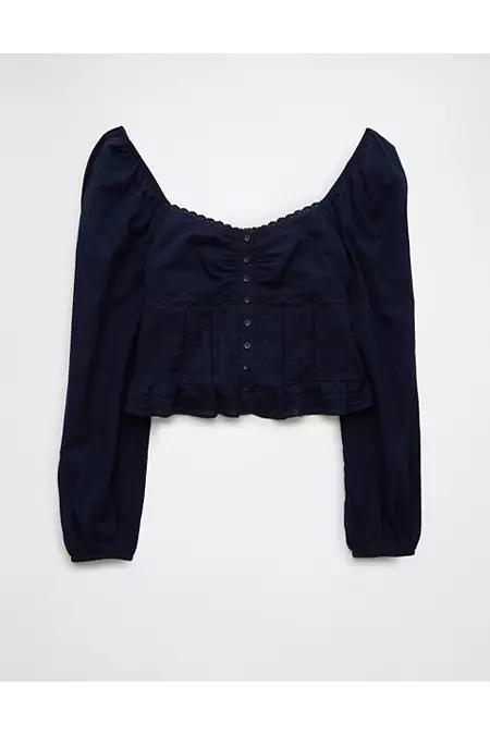 AE Long-Sleeve Cinched Blouse Women's Product Image