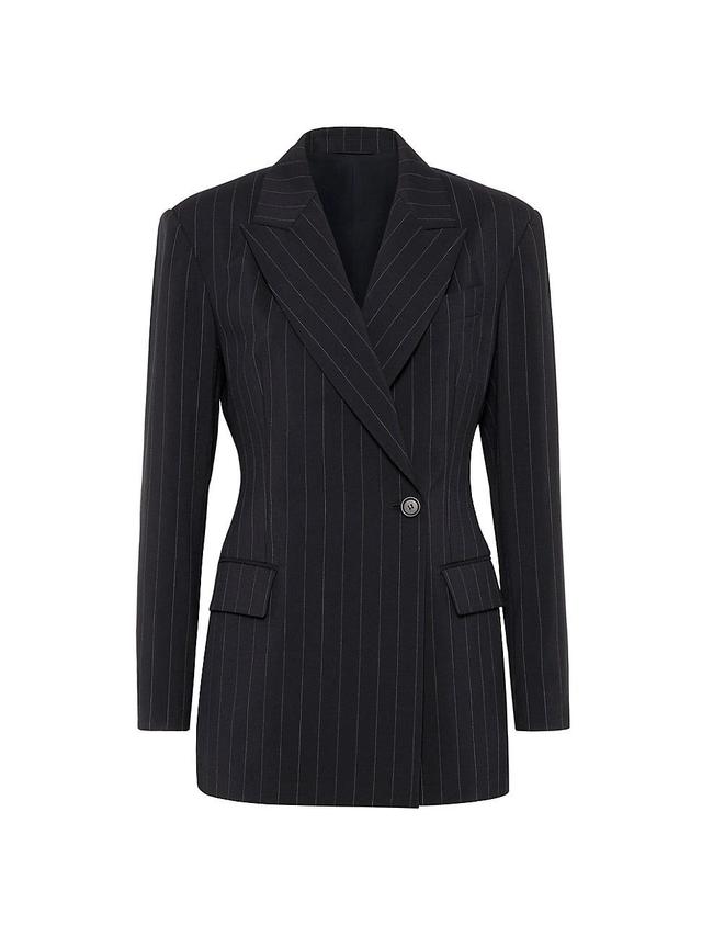 Womens Virgin Wool and Cotton Pinstripe Blazer Product Image