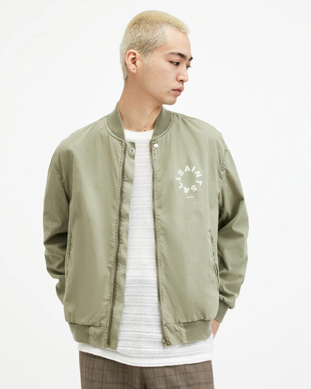 Tierra Faded Overized Bomber Jacket In Herb Green Product Image