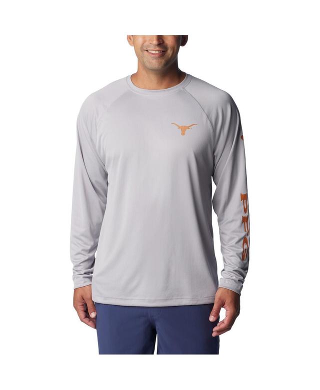 Mens Columbia Gray Texas Longhorns Terminal Tackle Omni-Shade Raglan Long Sleeve T-shirt Product Image