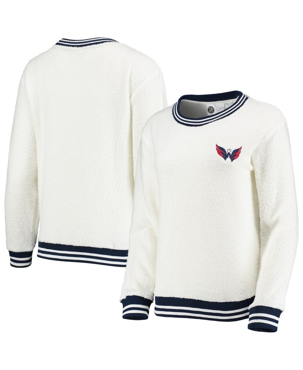 Womens Concepts Sport Cream/Navy Washington Capitals Granite Sherpa Pullover Sweatshirt product image