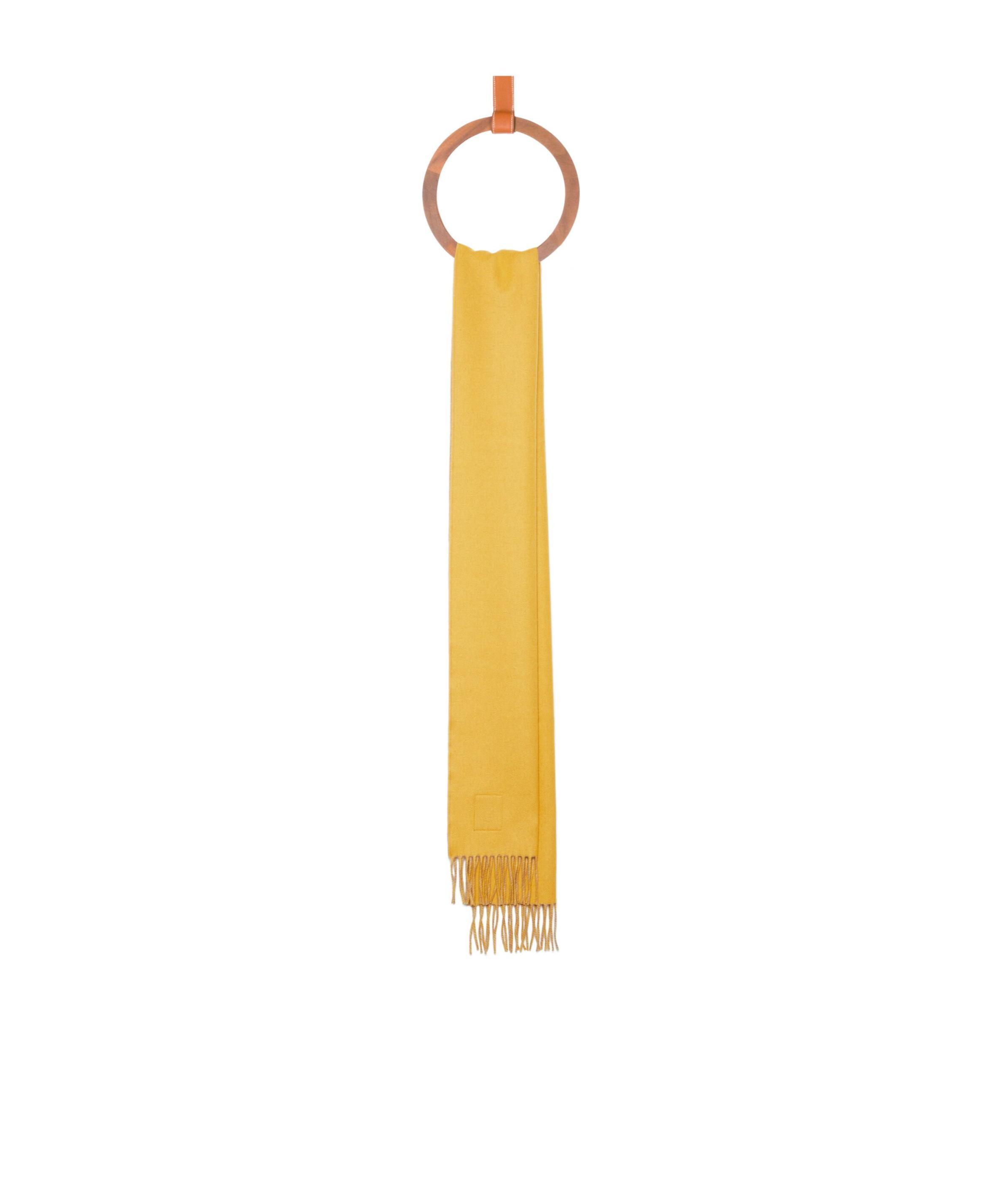 LOEWE Womens  Two-tone Anagram-embroidered Wool And Cashmere-blend Scarf In Beige/yellow product image