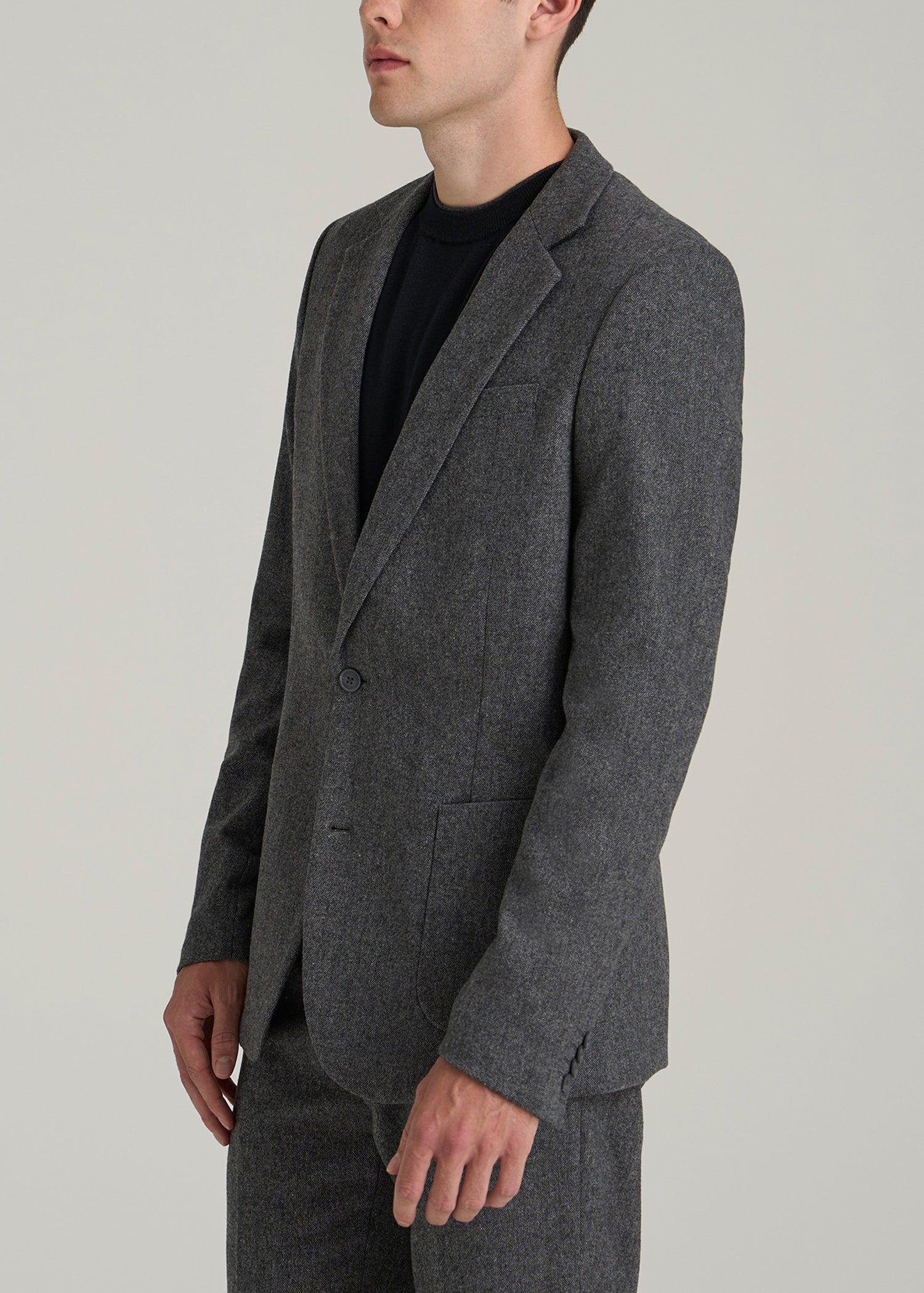 Wool Blend Blazer for Tall Men in Anthracite Tweed Product Image