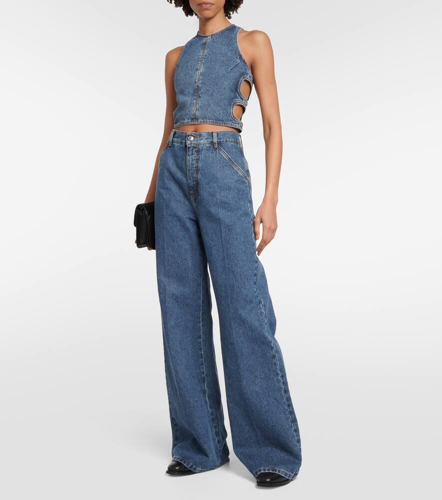 CHLOÉ Denim Cut-out Sleeveless Blouse In Faded Denim Product Image