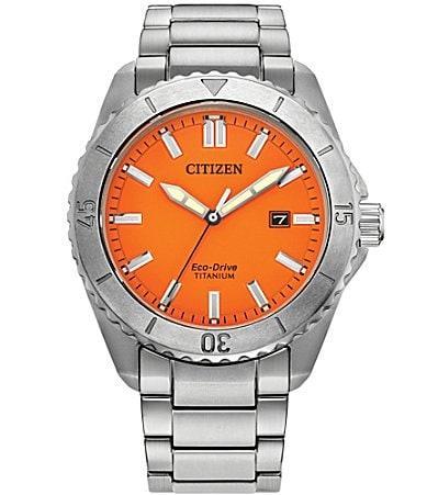 Citizen Mens Eco WR100 Three Hand Titanium Bracelet Watch Product Image