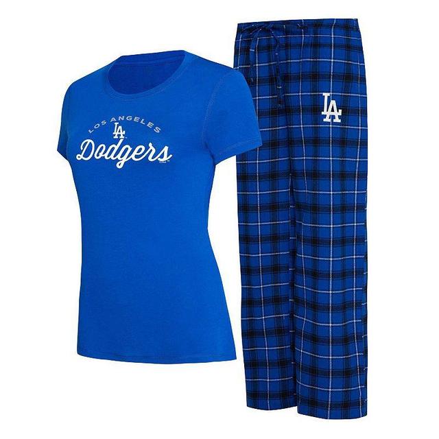 Womens Concepts Sport Royal/Black Los Angeles Dodgers Arctic T-Shirt & Flannel Pants Sleep Set Product Image