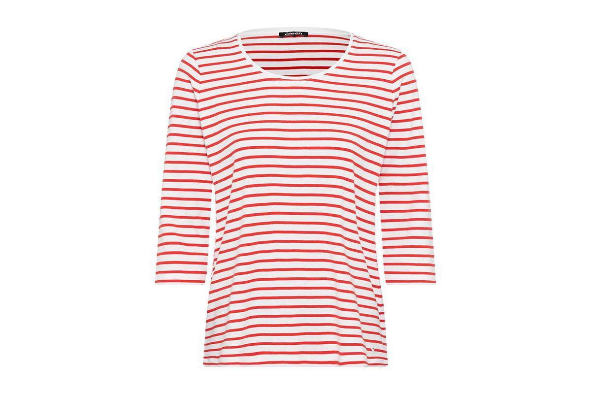 Olsen Womens 100% Cotton 3/4 Sleeve Striped T-Shirt Product Image