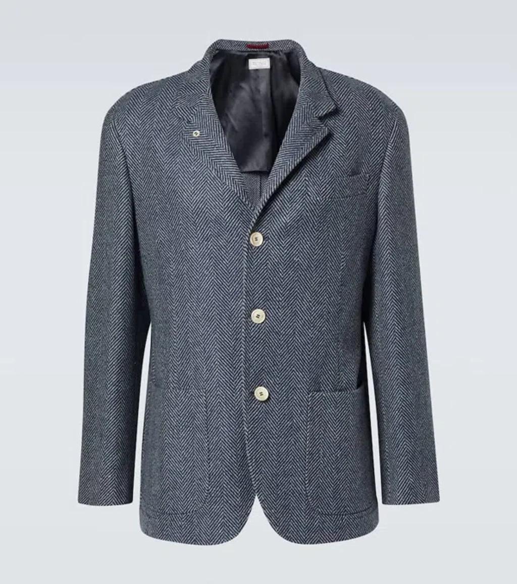 Wool, Silk, And Cashmere Blazer In Blue Product Image