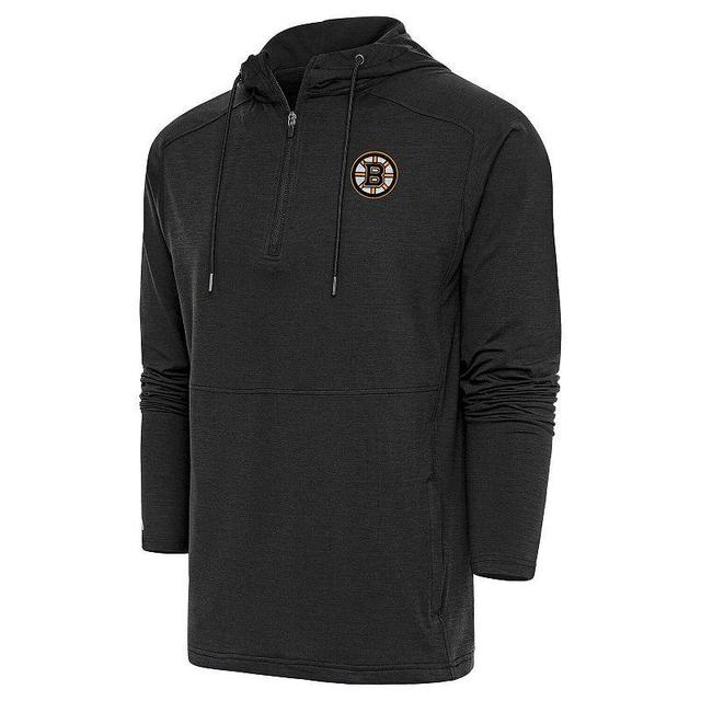 Mens Antigua Heather Black Boston Bruins Spikes Raglan Quarter-Zip Hoodie Product Image