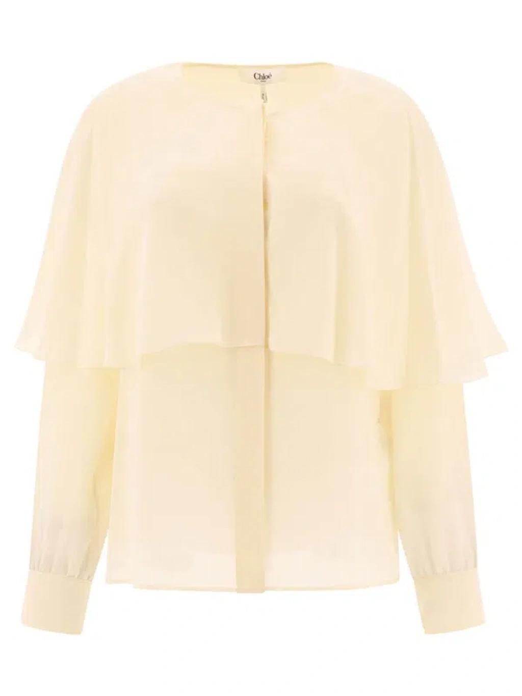 CHLOÉ Silk Georgette Blouse In White Product Image