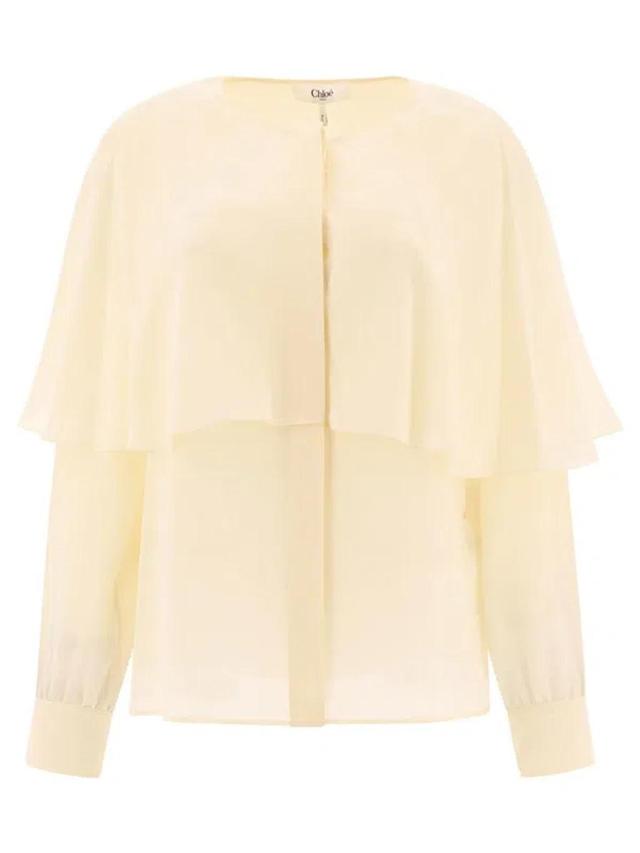 CHLOÉ Silk Georgette Blouse In White Product Image