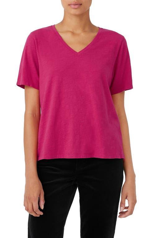 Eileen Fisher V-Neck Short Sleeve Tee (Blue Violet) Women's Clothing Product Image