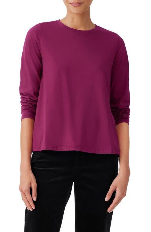 Eileen Fisher Organic Cotton Long Sleeve Funnel Neck T-Shirt Product Image