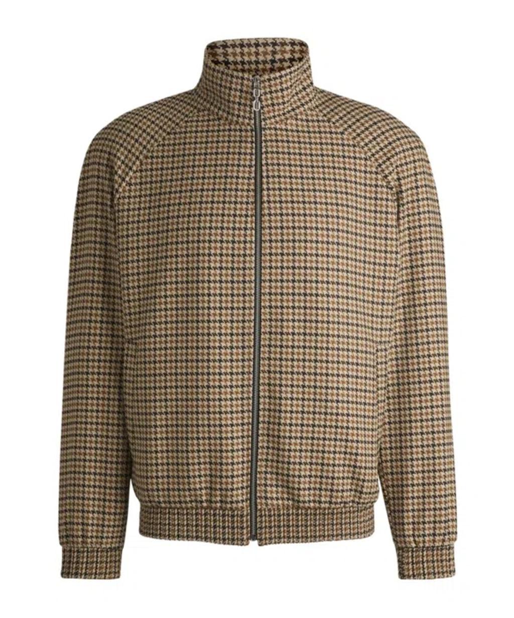 HUGO BOSS Houndstooth-pattern Jacket In Brown Product Image